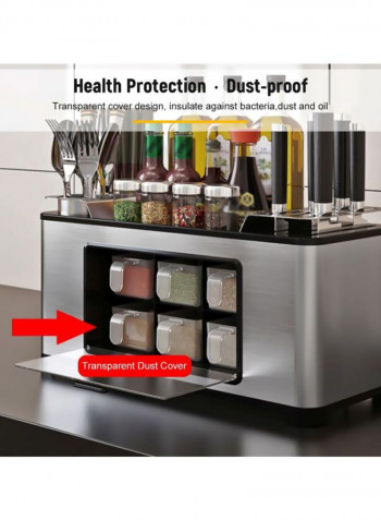 Kitchen Spice Storage Rack With Seasoning Jars Black/White 47×22.5×27cm
