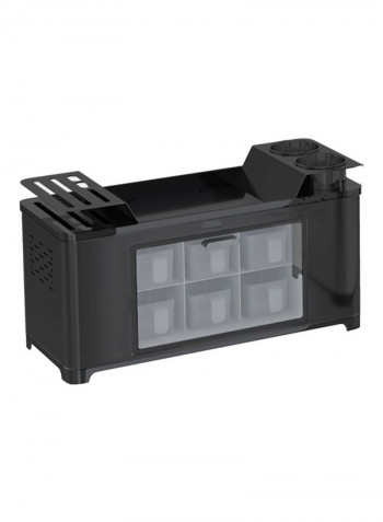 Kitchen Spice Storage Rack With Seasoning Jars Black/White 47×22.5×27cm