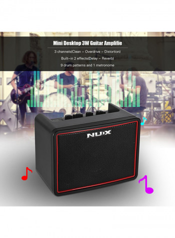 Mighty Lite BT Mini Desktop Electric Guitar 3W Amp 3 Channels Built in Delay Reverb Effects 9 Drum Patterns Metronome Tape Tempo