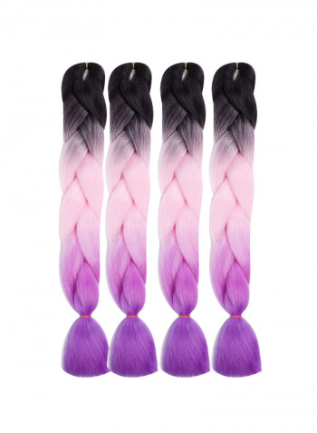 4-Piece Long Wavy Hair Extension Black/Pink/Purple 24inch