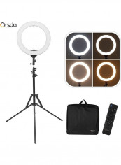 ORSDA ORB-18T 18 Inch LED Ring Light Studio Photography Fill-in Lamp 3200K-6500K 45W Dimmable Dual USB Charging Port with Tripod Stand Flexible Bracket Phone Holder Remote Control Carry Bag for Live Video Network Broadcast Selfie Makeup multicolour