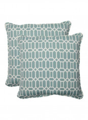 2-Piece Outdoor Rhodes Quartz Throw Pillow Blue/White 18.5x5x18.5inch