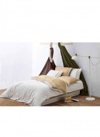 6-Piece Basic Mink Eco Large Duvet Set Cotton White/Beige 280 x 280centimeter