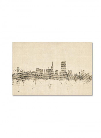 San Francisco City Street Map Canvas Wall Art Beige/Brown 12 x 19inch