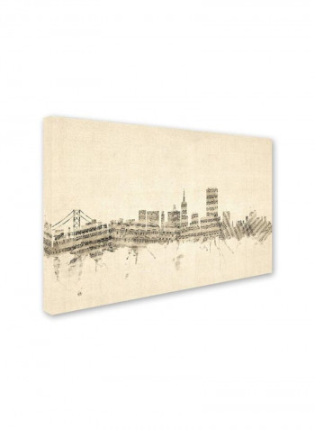 San Francisco City Street Map Canvas Wall Art Beige/Brown 12 x 19inch