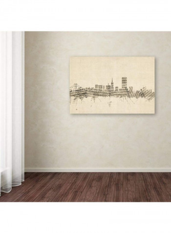 San Francisco City Street Map Canvas Wall Art Beige/Brown 12 x 19inch