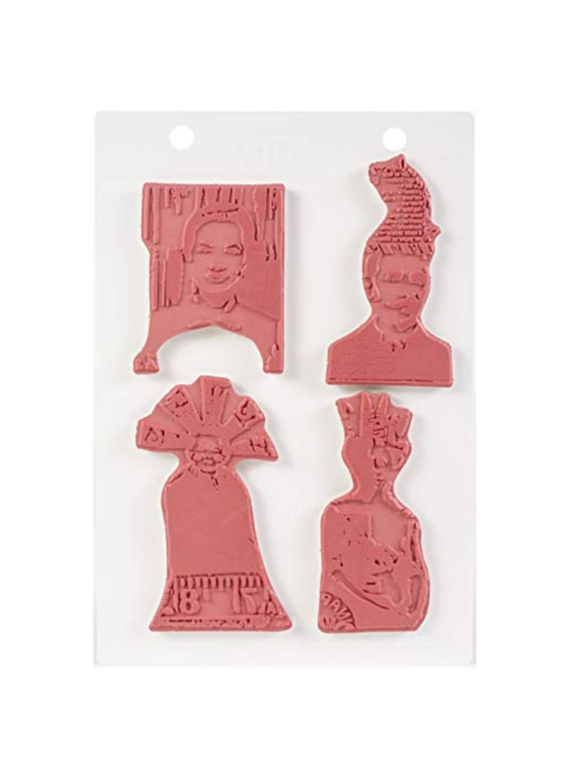 4-Piece Quirky People Designed Stamps Red