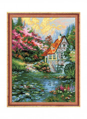 Counted Cross Stitch Kit Green/Blue/White