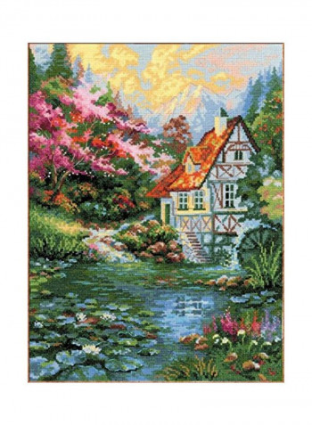 Counted Cross Stitch Kit Green/Blue/White