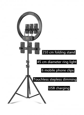 2-Piece Phone Clip Selfie Photography Ring Light Set Black