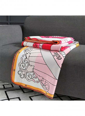 Square Pattern Soft Blanket Polyester Pink 150x150centimeter