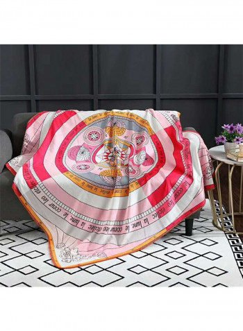Square Pattern Soft Blanket Polyester Pink 150x150centimeter
