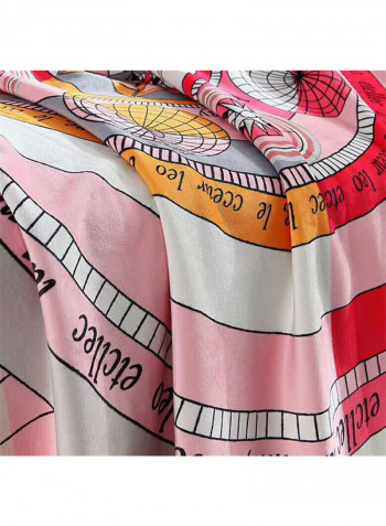 Square Pattern Soft Blanket Polyester Pink 150x150centimeter