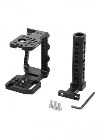 Aluminium Alloy Video Camera Cage with Hand Grip Compatible 6.69x4.92x3.74inch Black