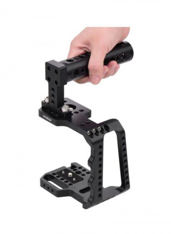 Aluminium Alloy Video Camera Cage with Hand Grip Compatible 6.69x4.92x3.74inch Black