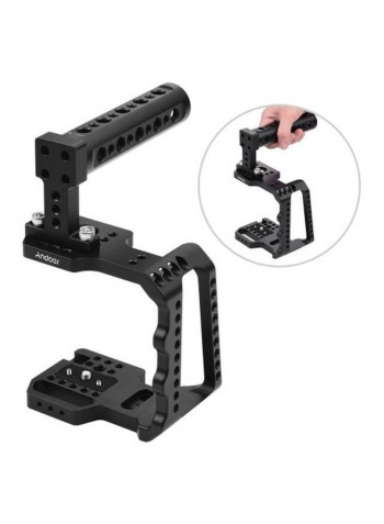 Aluminium Alloy Video Camera Cage with Hand Grip Compatible 6.69x4.92x3.74inch Black