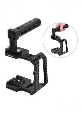 Video Camera Cage with Hand Grip Black