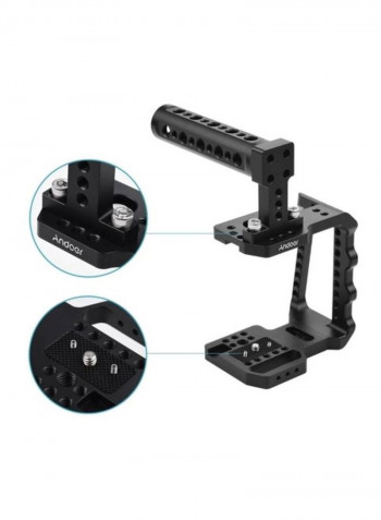 Video Camera Cage with Hand Grip Black