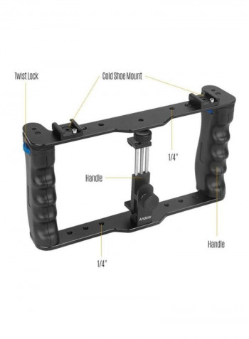 Video Camera Cage with Hand Grip Black