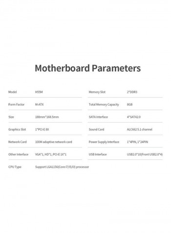 H55M Motherboard With Dual DDR3 Memory Slot Black