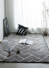 Waterproof Striped Pattern Floor Mat Grey L