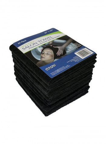 10-Piece Microfiber Hair Towel Black