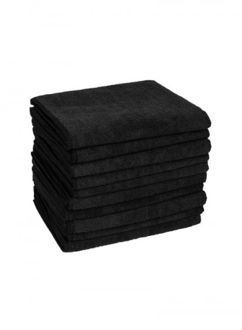 10-Piece Microfiber Hair Towel Black