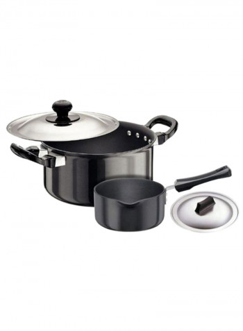 4-Piece Stewpot And Saucepan Set Black 3kg