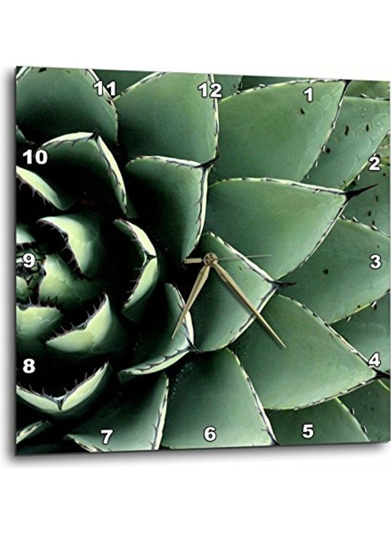 Agave Cactus Succulent Wall Clock Green 15x15inch