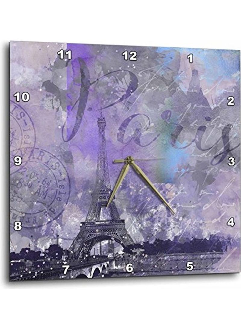 Paris Watercolor Illustration Purple Wall Clock Purple 15 X 15inch