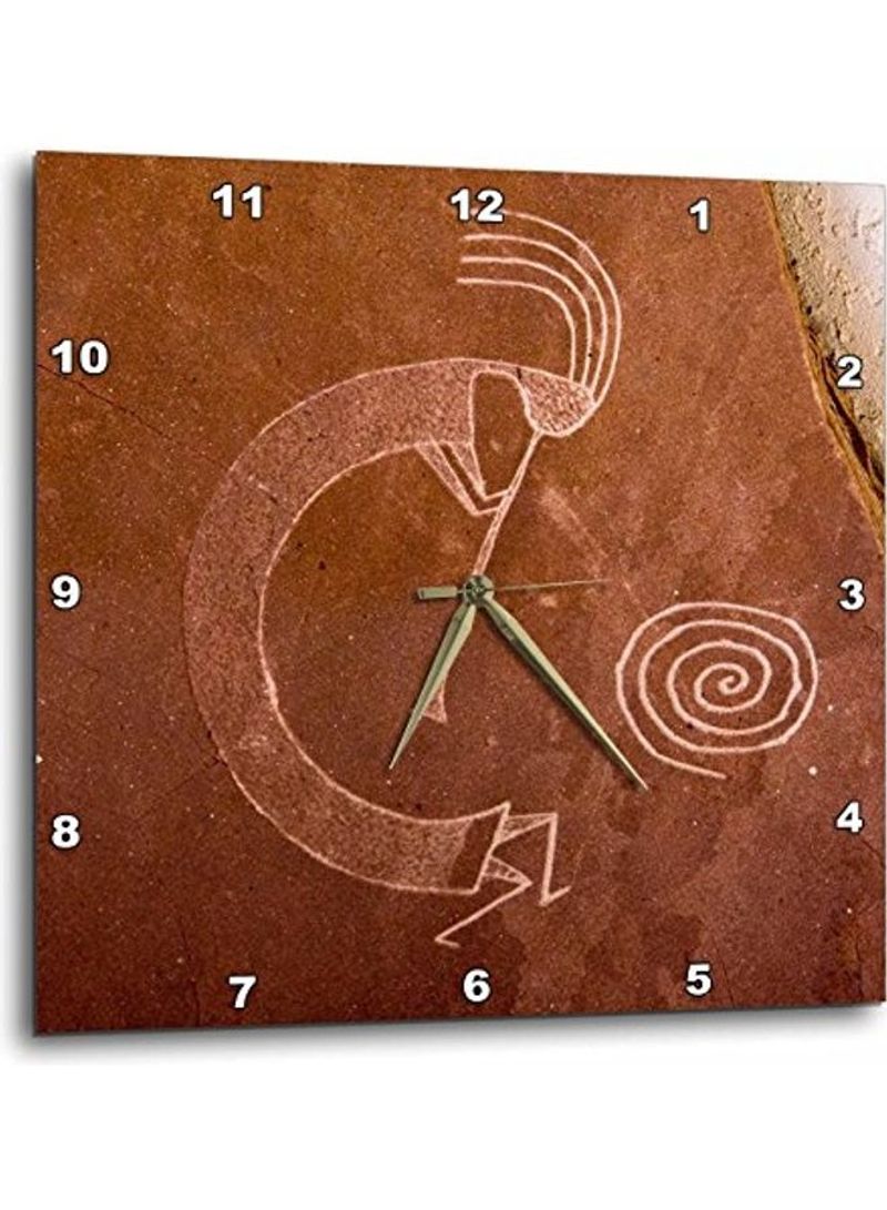 Pictographs Of The Pueblo Indians Printed Analog Wall Clock Brown 15x15x0.1inch