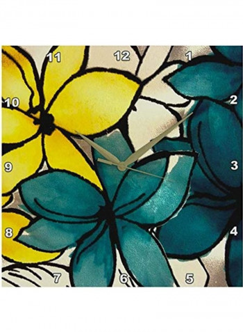 Teal And Yellow Floral Wall Clock Yellow 15x15inch