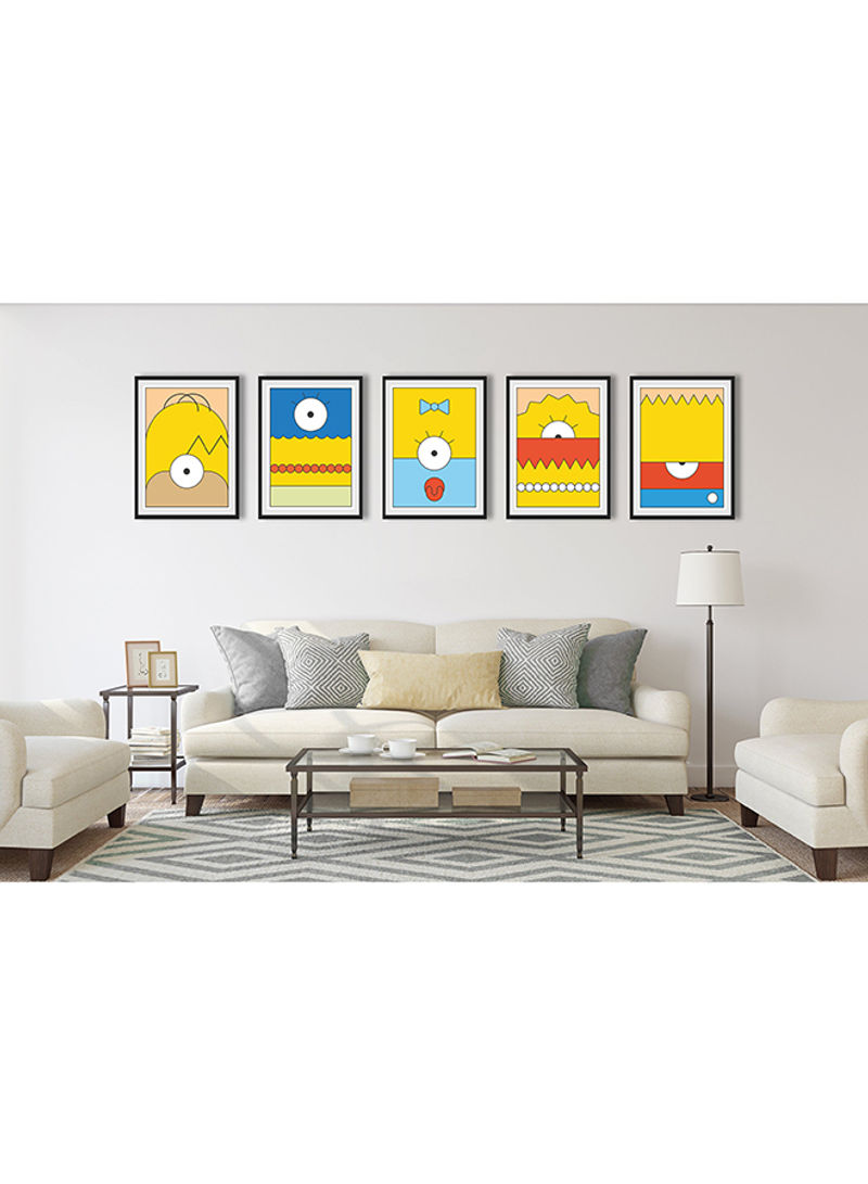 Set Of 5 Simpsons Inspired Poster Multicolour 30x40centimeter