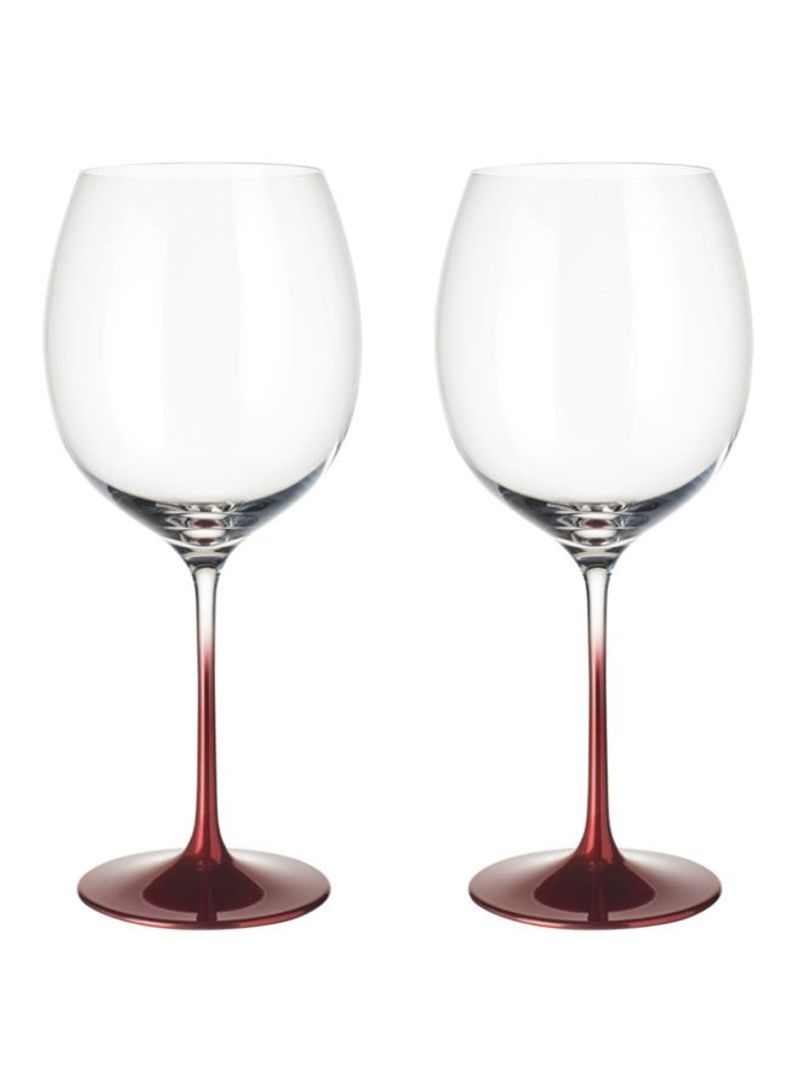 2-Piece Allgorie Premium Rosewood Beverage Glass Set Clear/Red 247millimeter