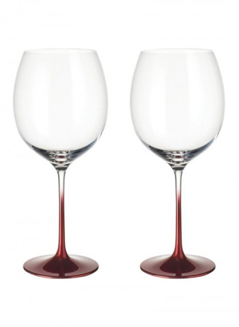 2-Piece Allgorie Premium Rosewood Beverage Glass Set Clear/Red 247millimeter