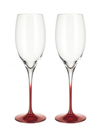 2-Piece Allgorie Premium Rosewood Beverage Glass Set Clear/Red 395ml