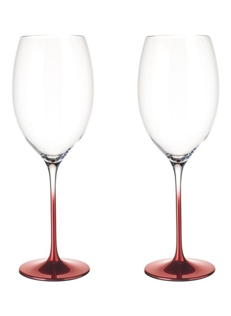 2-Piece Allgorie Premium Rosewood Beverage Glass Set Clear/Red 778ml