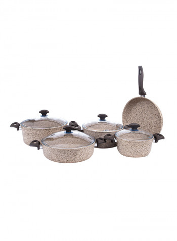 9-Piece Granite Premium Cookware Set Creamy