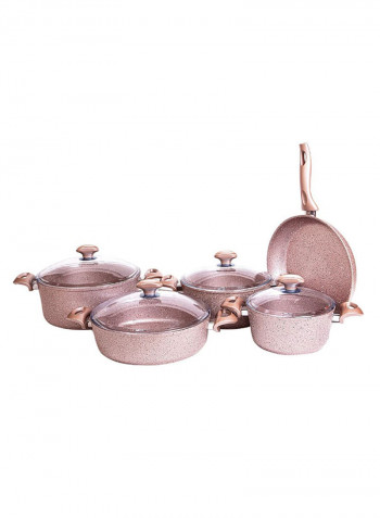 9-Piece Granite Premium Cookware Set Golden Pink