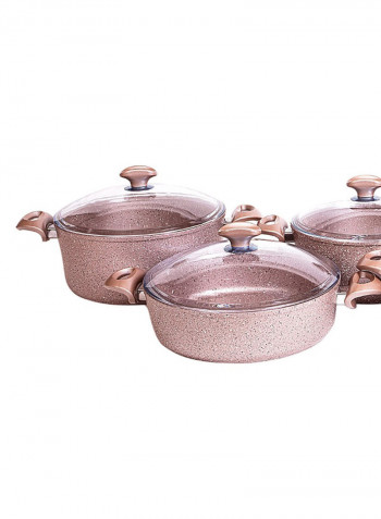 9-Piece Granite Premium Cookware Set Golden Pink