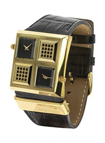 Men's Analog Leather Strap Watch