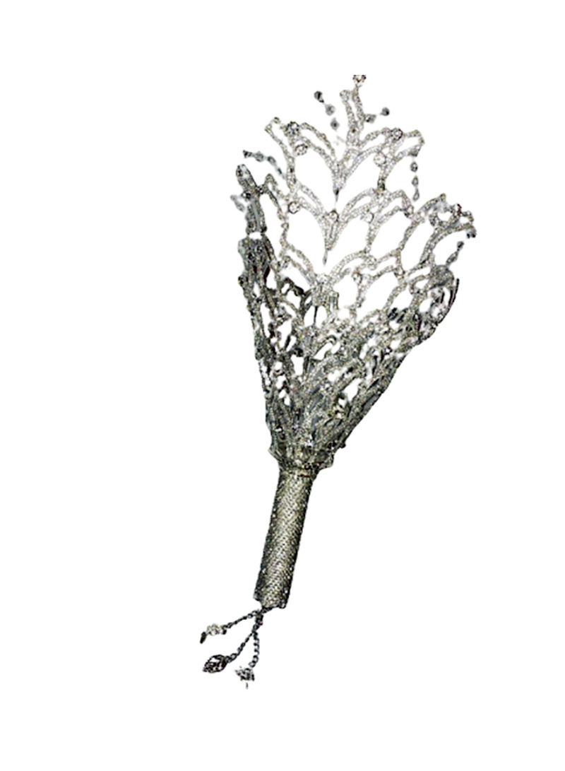 Metal Fancy Flower Holder Silver 44x20centimeter