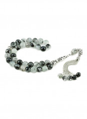 Rutilated Quartz Prayer Beads with Sterling Silver components