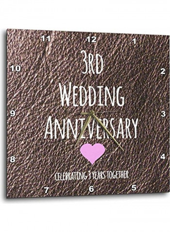 3rd Wedding Anniversary Themed Wall Clock Brown/White