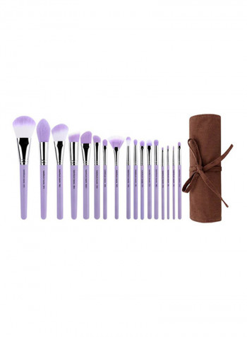 17-Piece Bambu Precision Brush Set With Roll-Up Pouch Purple