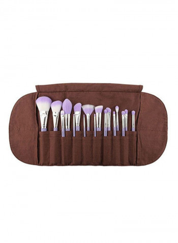 17-Piece Bambu Precision Brush Set With Roll-Up Pouch Purple