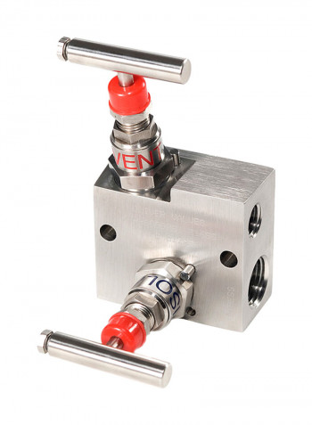 Stainless Steel 2-Way Manifold Valve Silver/Red 0.5inch