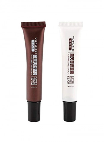 2-Piece Tattoo Cover Up Concealer Brown/White