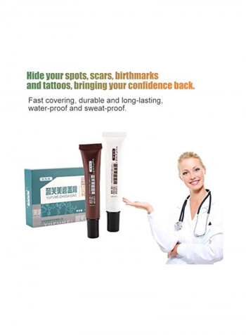 2-Piece Tattoo Cover Up Concealer Brown/White