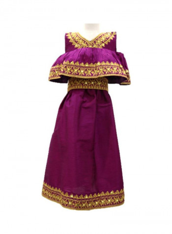 Al Darzy Bahraini Traditional Jalabiya Purple/Gold